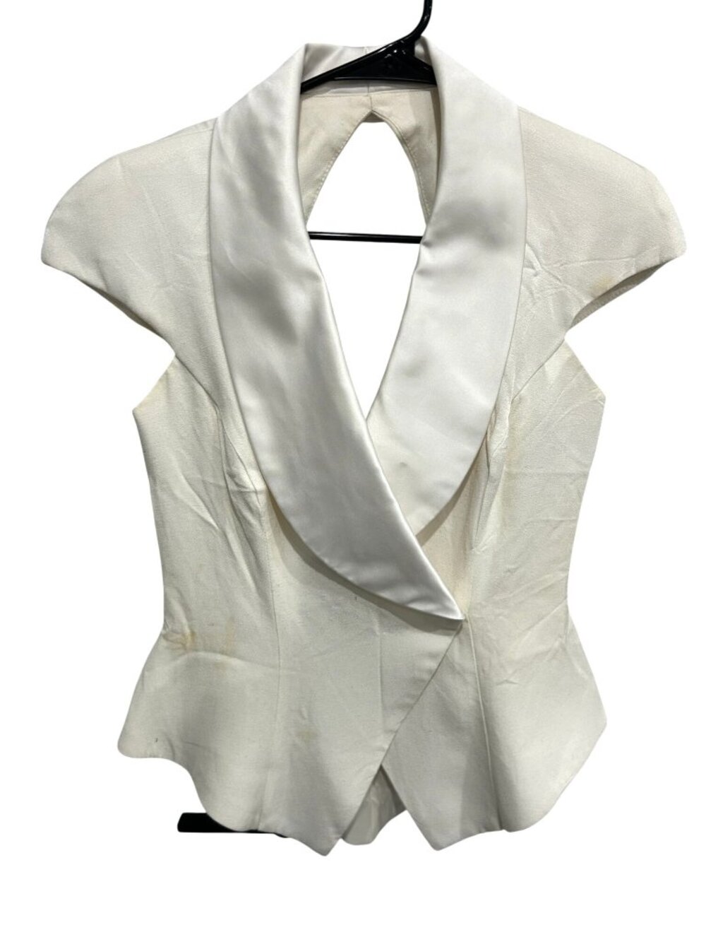Vintage Em Francais White Satin Halter Peplum Blazer Size 6 Coquette MobWife